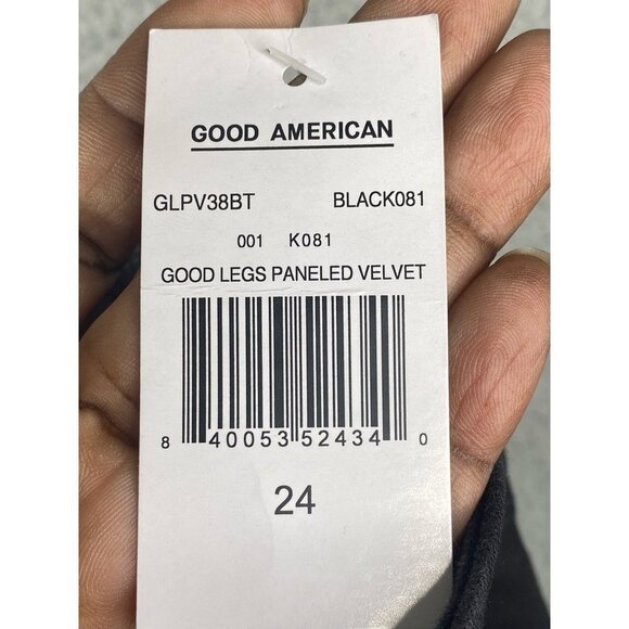 Good American Womens Legs‎ Paneled Velvet Skinny Jeans Black Pockets Plus SZ 24 - Picture 7 of 11